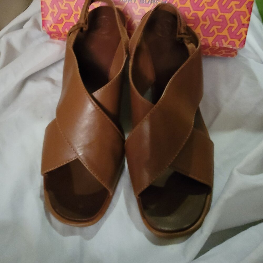 Tory Burch Brown leather wedge